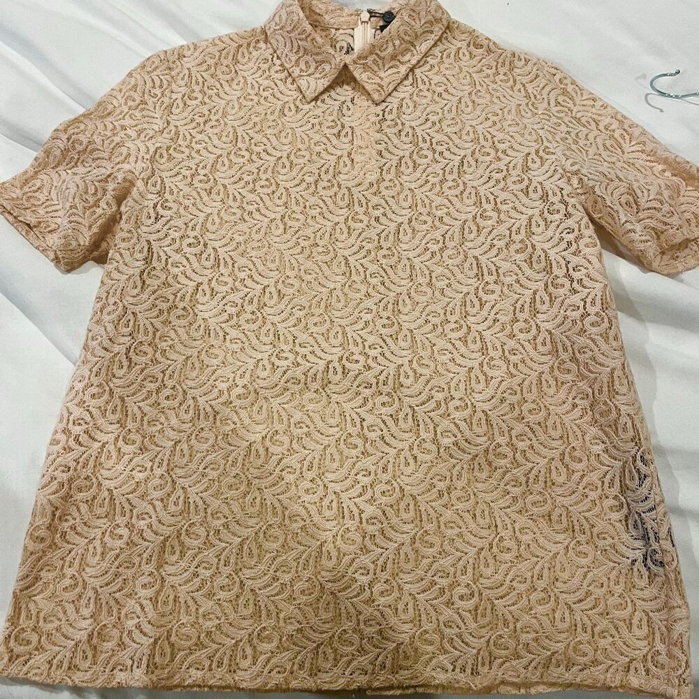 The Kooples medium women top lace dusty pink great price originally 255usd